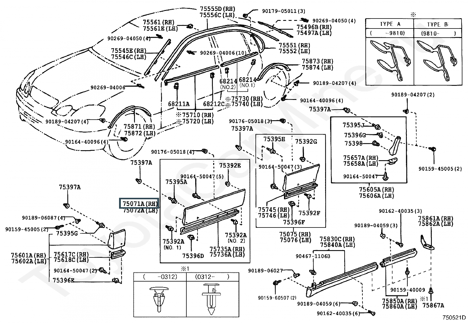 Запчасти Лексус: деталь 7507130060C0