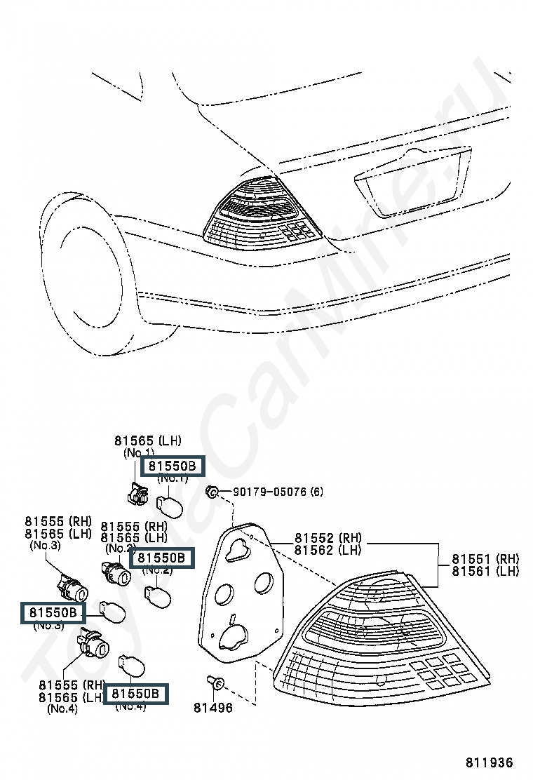 Лампочка заднего противотуманного фонаря Лексус (артикул 9098113095)